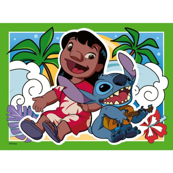 Ravensburger - Puzzle interactiv cu buton sonor pentru testarea rapiditatii Disney Stitch 4x35 piese - RVSPC04178