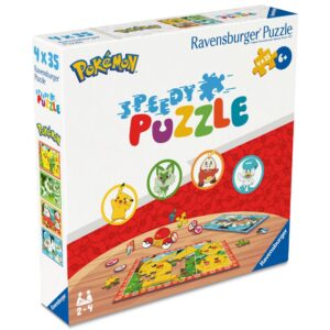 Ravensburger - Puzzle interactiv cu buton sonor pentru testarea rapiditatii Pokemon 4x35 piese - RVSPC04179