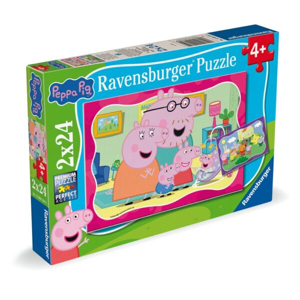 Ravensburger - Puzzle familia Peppa Pig 2x24 piese - RVSPC04184