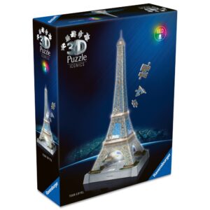 Ravensburger - Puzzle 3D iconic Turnul Eiffel cu LED 216 piese model de colectie in miniatura - RVS3D08024
