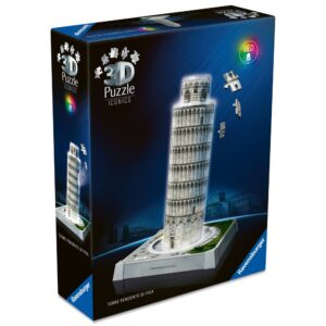 Ravensburger - Puzzle 3D iconic Turnul din Pisa cu LED 216 piese model de colectie in miniatura - RVS3D08028