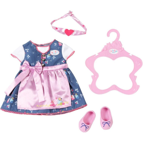 ZF824504 Zapf - BABY born Rochita traditionala cu sortulet roz, papucei si bentita - ZF824504