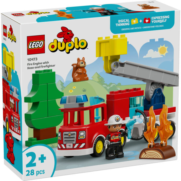 LEGO DUPLO - Camion de pompieri cu furtun și pompier 10473, 28 piese