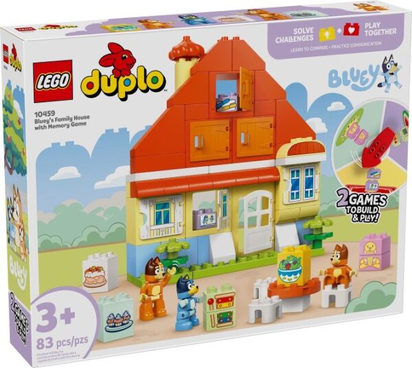 LEGO® DUPLO Bluey - Casa de familie a lui Blue cu un joc de memorie 10459, 83 piese