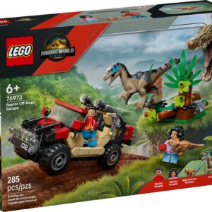 LEGO® Jurassic World - Evadare off-road din calea unui Velociraptor 76972, 285 piese