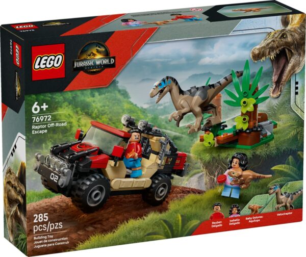 LEGO® Jurassic World - Evadare off-road din calea unui Velociraptor 76972, 285 piese