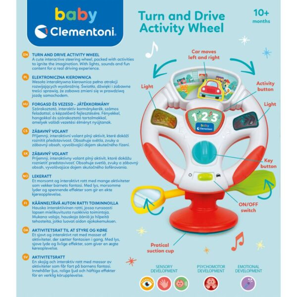 Clementoni - Jucarie interactiva volan muzical pentru dezvoltarea multisenzoriala - CL17929