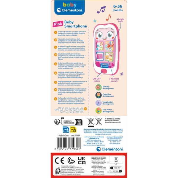 Clementoni - Smartphone roz interactiv cu multe efecte de sunet - CL17939