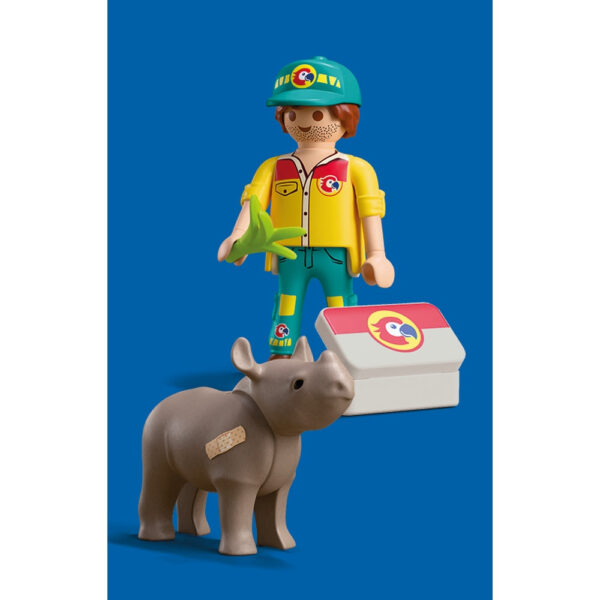 Playmobil - Set 2 figurine ingrijitor cu rinocer - PM72025