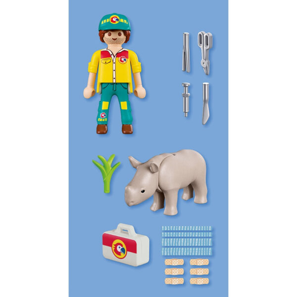 Playmobil - Set 2 figurine ingrijitor cu rinocer - PM72025