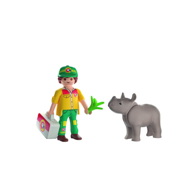 Playmobil - Set 2 figurine ingrijitor cu rinocer - PM72025