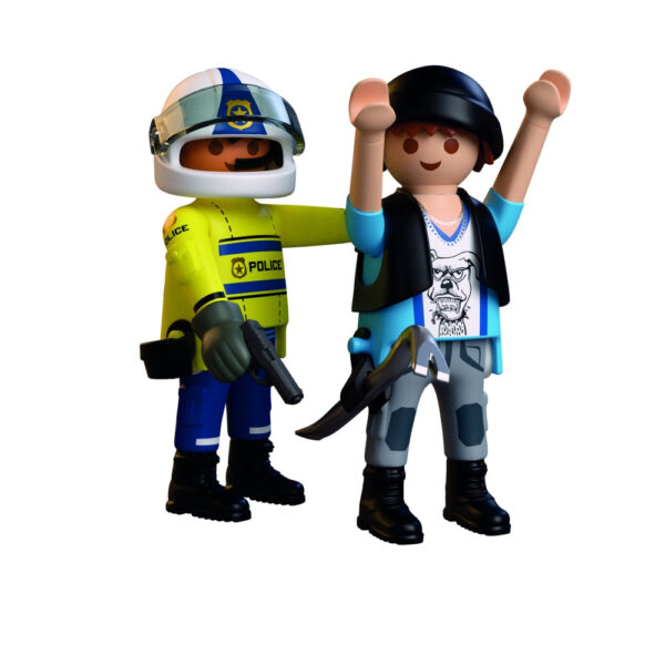 Playmobil - Jucarie de rol Politist cu motocicleta in urmarirea hotului - PM72079
