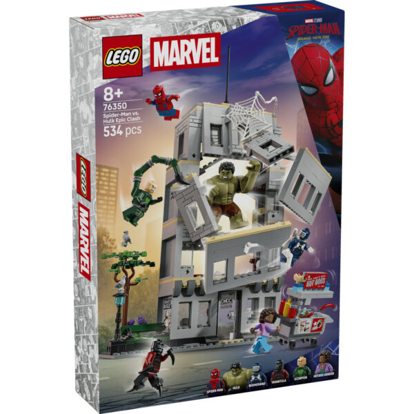 LEGO Marvel Super Heroes - Confruntarea memorabilă dintre Omul-Păianjen și Hulk 76350, 534 piese