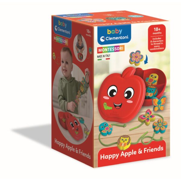 Clementoni - Joc Montessori de indemanare cu snur marul vesel si prietenii - CL17600