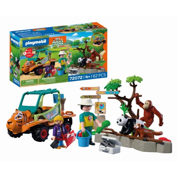 Playmobil - Jucarie de rol Ingrijitor zoo cu vehicul - PM72072