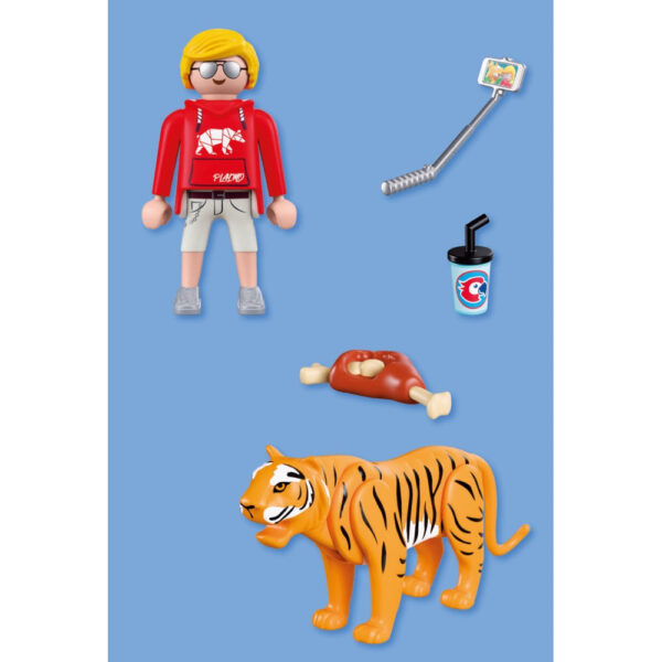 Playmobil - Jucarie de rol Vizitator zoo si tigru - PM72089