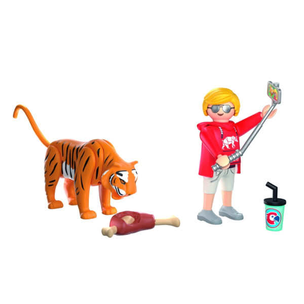 Playmobil - Jucarie de rol Vizitator zoo si tigru - PM72089