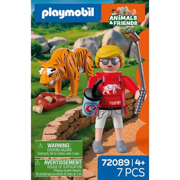 Playmobil - Jucarie de rol Vizitator zoo si tigru - PM72089
