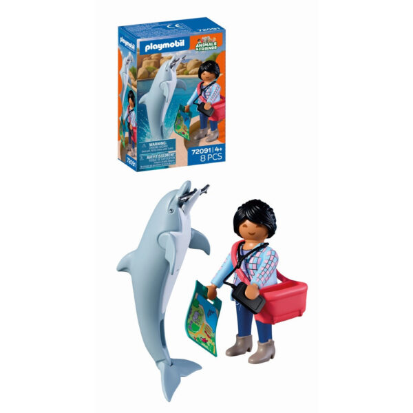 Playmobil - Jucarie de rol Vizitatoare zoo si delfin - PM72091