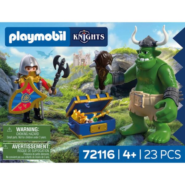 Playmobil - Jucarie de rol Trol si cavaler Leu cu comoara - PM72116