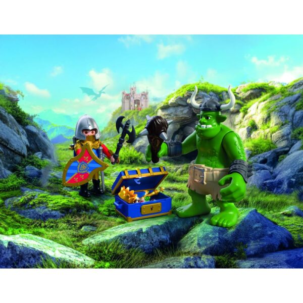 Playmobil - Jucarie de rol Trol si cavaler Leu cu comoara - PM72116