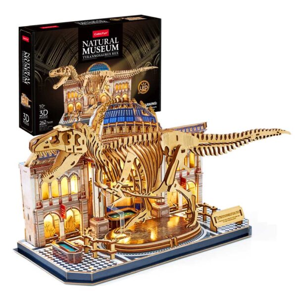 Cubic Fun - Puzzle 3D cu LED muzeul natural T-Rex 262 piese - CUL546h